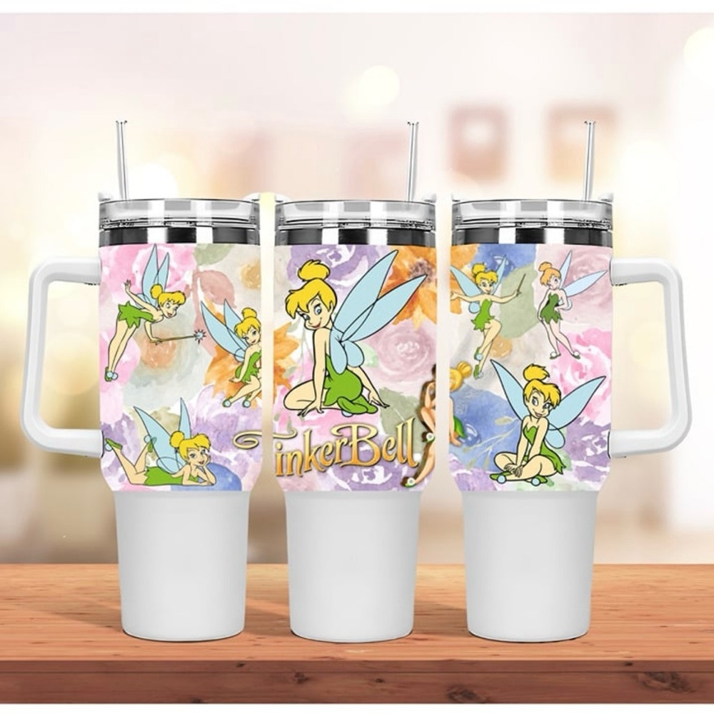 Disney Tinkerbell 40 oz Tumbler/Water bottle/Mug with hand carry handle.
